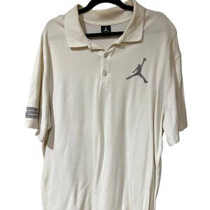 Jordan White Embroidered Knit Polo | 2XL
